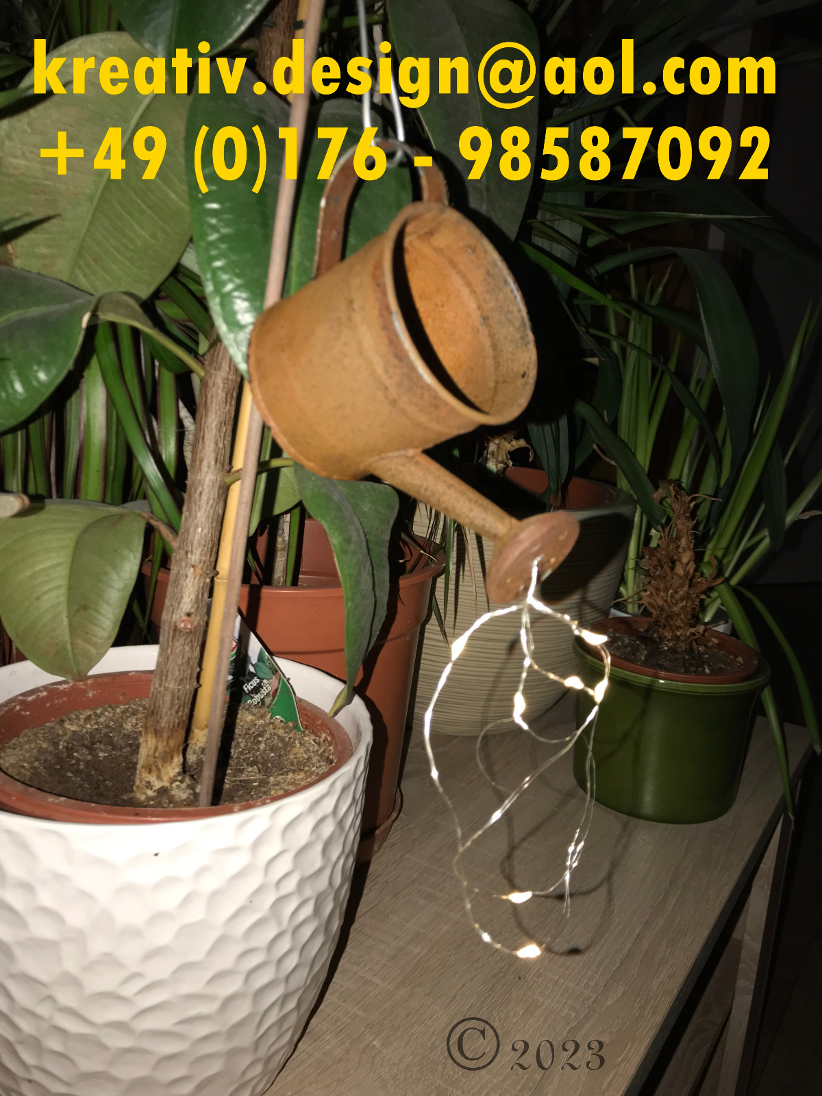 berostete Dekogießkanne für Terrasse, Blumentopf und mehr